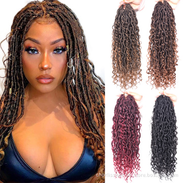 Ombre Faux Locs Twist Wavy With Curly River Crochet Braids Hair Wholesales PreStretched Synthetic Braiding Hair Extensions
